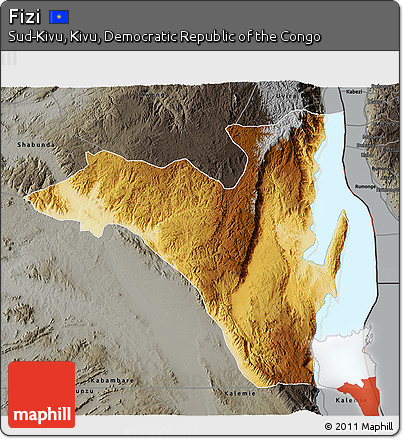 Physical 3D Map of Fizi, darken, semi-desaturated