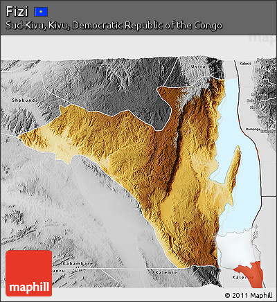 Physical 3D Map of Fizi, desaturated