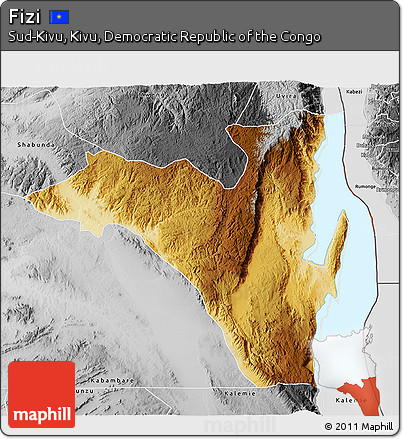 Physical 3D Map of Fizi, desaturated