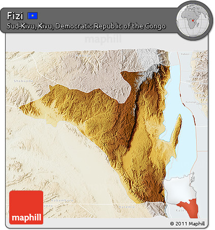 Physical 3D Map of Fizi, lighten