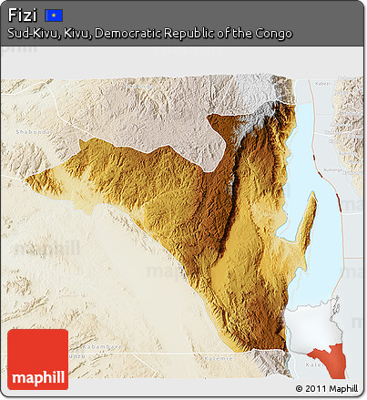 Physical 3D Map of Fizi, lighten