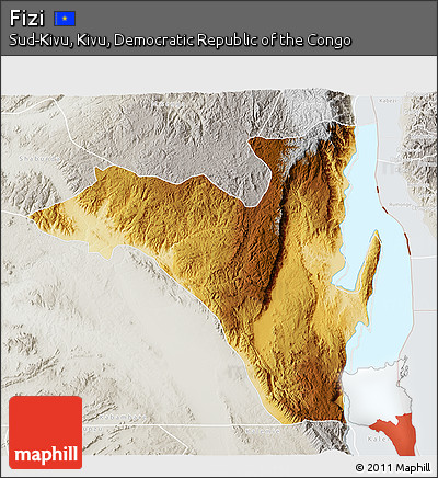 Physical 3D Map of Fizi, lighten, semi-desaturated