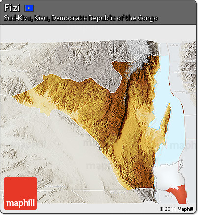 Physical 3D Map of Fizi, lighten, semi-desaturated