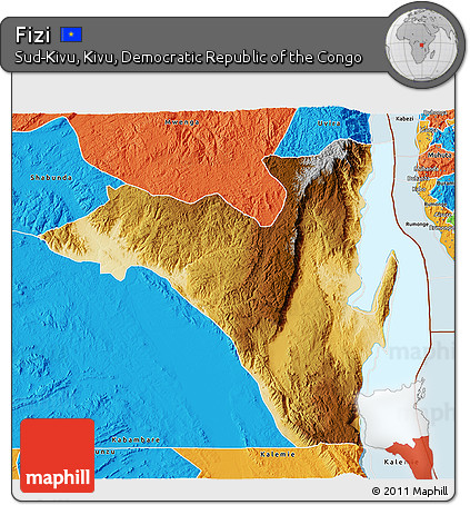 Physical 3D Map of Fizi, political outside