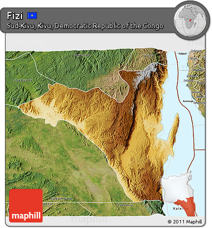 Physical 3D Map of Fizi, satellite outside