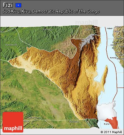 Physical 3D Map of Fizi, satellite outside