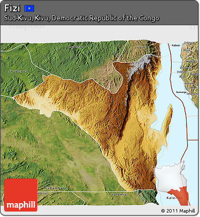 Physical 3D Map of Fizi, satellite outside