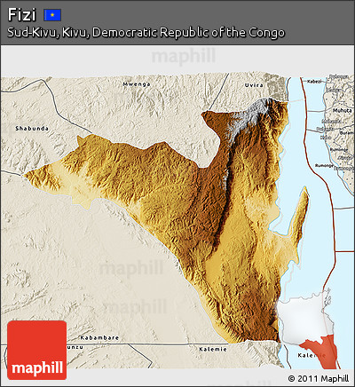 Physical 3D Map of Fizi, shaded relief outside