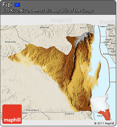 Physical 3D Map of Fizi, shaded relief outside