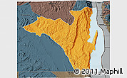 Political 3D Map of Fizi, darken, semi-desaturated