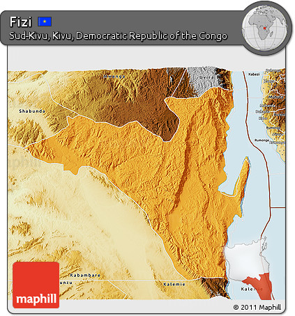 Political 3D Map of Fizi, physical outside
