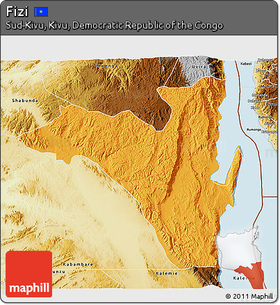 Political 3D Map of Fizi, physical outside