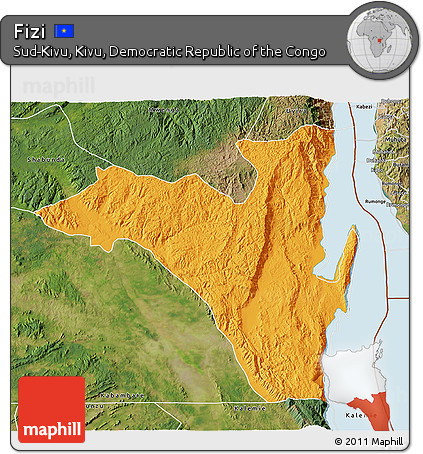 Political 3D Map of Fizi, satellite outside