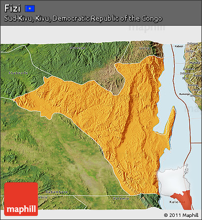 Political 3D Map of Fizi, satellite outside