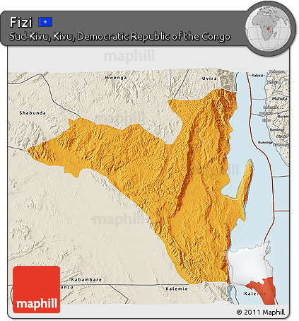Political 3D Map of Fizi, shaded relief outside