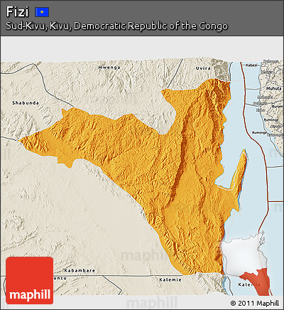 Political 3D Map of Fizi, shaded relief outside