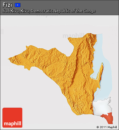 Political 3D Map of Fizi, single color outside