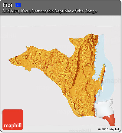 Political 3D Map of Fizi, single color outside