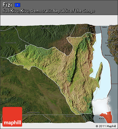 Satellite 3D Map of Fizi, darken