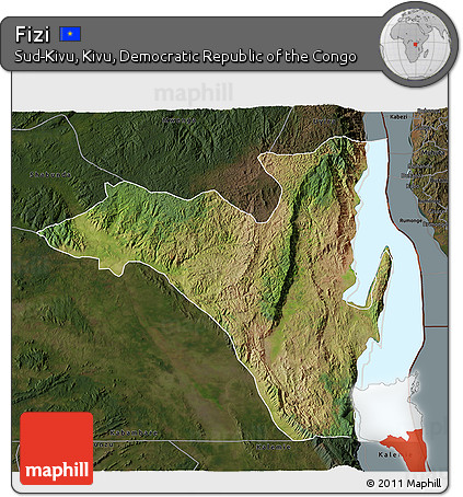 Satellite 3D Map of Fizi, darken