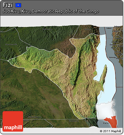 Satellite 3D Map of Fizi, darken