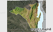 Satellite 3D Map of Fizi, darken, semi-desaturated