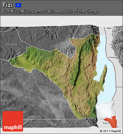 Satellite 3D Map of Fizi, desaturated