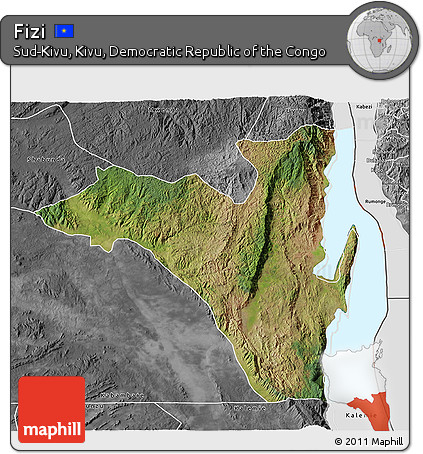 Satellite 3D Map of Fizi, desaturated