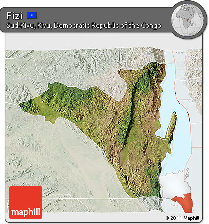 Satellite 3D Map of Fizi, lighten