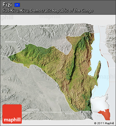 Satellite 3D Map of Fizi, lighten, semi-desaturated