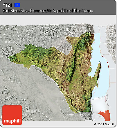 Satellite 3D Map of Fizi, lighten, semi-desaturated