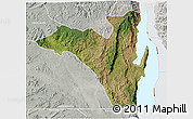 Satellite 3D Map of Fizi, lighten, semi-desaturated