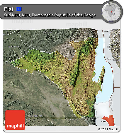 Satellite 3D Map of Fizi, semi-desaturated