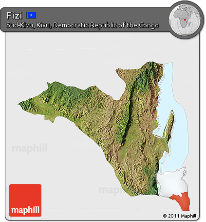 Satellite 3D Map of Fizi, single color outside