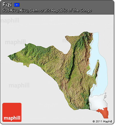 Satellite 3D Map of Fizi, single color outside