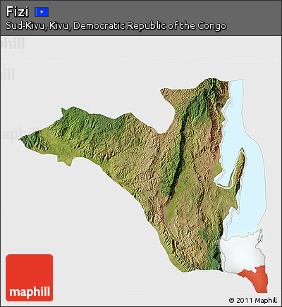 Satellite 3D Map of Fizi, single color outside