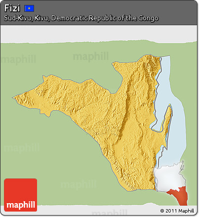 Savanna Style 3D Map of Fizi, single color outside