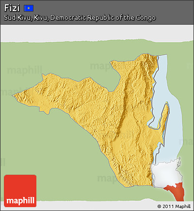 Savanna Style 3D Map of Fizi, single color outside