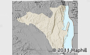 Shaded Relief 3D Map of Fizi, darken, desaturated