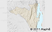 Shaded Relief 3D Map of Fizi, lighten, desaturated
