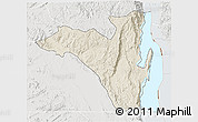 Shaded Relief 3D Map of Fizi, lighten, semi-desaturated