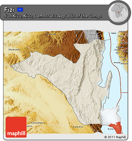 Shaded Relief 3D Map of Fizi, physical outside