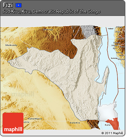 Shaded Relief 3D Map of Fizi, physical outside