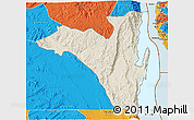 Shaded Relief 3D Map of Fizi, political outside