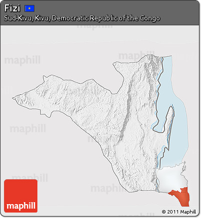 Silver Style 3D Map of Fizi, single color outside