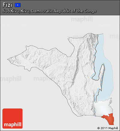 Silver Style 3D Map of Fizi, single color outside