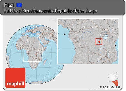 Gray Location Map of Fizi, within the entire country