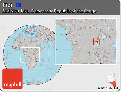 Gray Location Map of Fizi, within the entire country