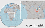 Gray Location Map of Fizi, within the entire country, hill shading