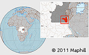 Gray Location Map of Fizi, highlighted country, highlighted grandparent region, hill shading